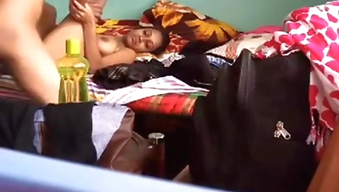 Hot brunette in nude shoes and tits in the cam video