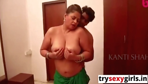 Indian hottie with big boobs and fat ass fucks a young dude
