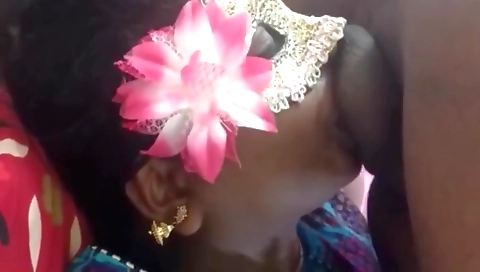 Brunette indian chick sucks on her big cherry and makes a blowjob