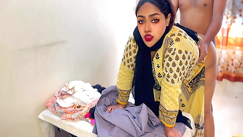 Indian babe wearing a nice bra gets banged by a guy