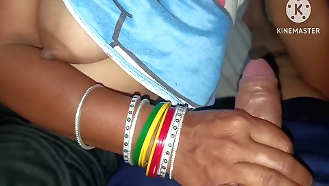 Indian girl with small boobs does a real handjob in POV