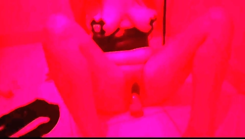 Slutty brunette with a big tits in a bdsm threesome