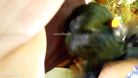 Brunette couple with long legs and big boobs get naked outdoors