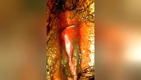 Amateur hairy solo female with small face and hairy pussy