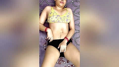 Indian woman fucks herself in bedroom in hd video 03