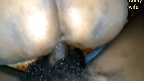 Hairy brunette Indian village aunt gets husband's dick in pussy