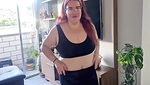 Busty indian milf strips naked and has fun with dildo