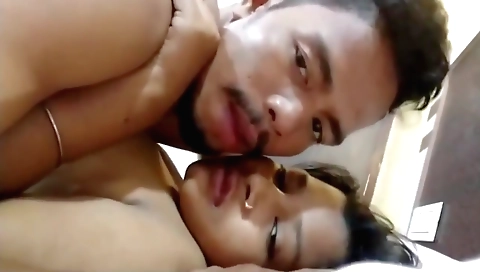 Amateur brunette teen 18+ makes out in front of a webcam