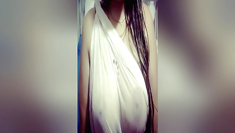 Horny brunette indian girl masturbating in the bathroom