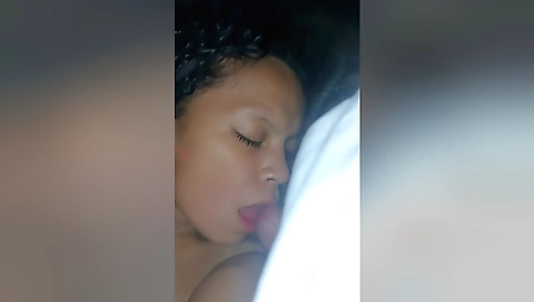 Indian brunette sucks my dick after giving me a blow