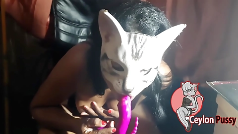 Brunette girl with small tits enjoys a dildo in her pussy