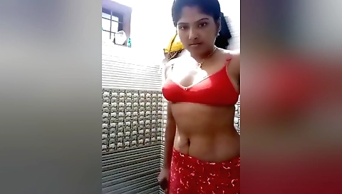 Indian girl with a sexy body plays in the bathroom