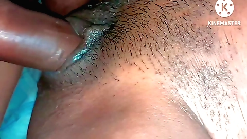 Indian wife in her underwear and stockings fucks his penis