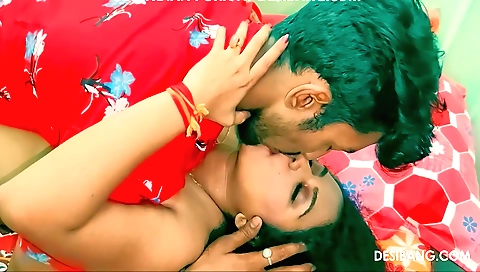 Busty brunette with big tits gives a massage before a big dick