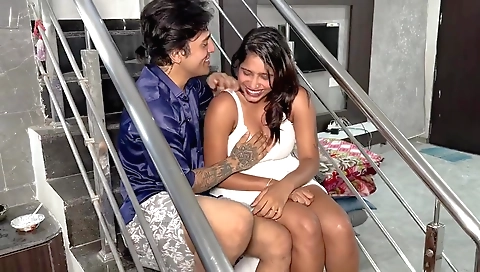 Indian hottie fucks with a huge dick in her lingerie