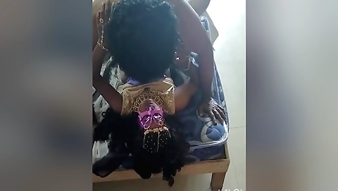 Brunette with small tits fucked by a man in funny way