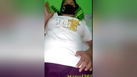 A hot brunette girl is making a homemade porn video