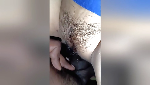 Beautiful hairy girl gets fucked in the sexy pussy