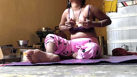 Indian bhabhi with large tits cooking at home 2013