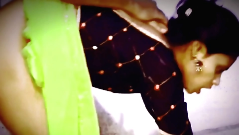 Indian step-sister-in-law in a red dress and black socks